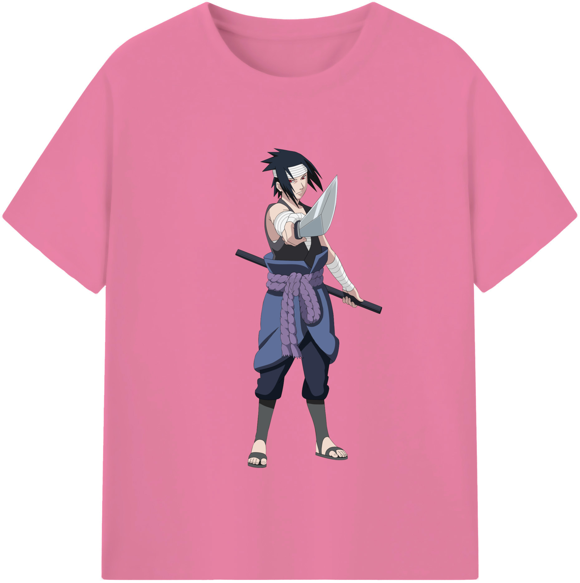 （画像用） NARUTO -ナルト- うちは サスケ Uchiha Sasuke 綿100％半袖Tシャツ（フロントプリント）